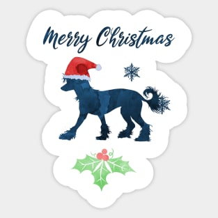Merry Christmas Chinese Crested Dog Art Sticker